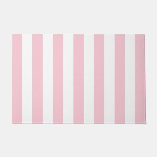 Paillasson Grilles Verticales Bébé Rose Et Blanc Gratté (Devant)