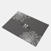 Paillasson Gris Avec Fleurs Blanches Accueil Porte Mat (Incliné)