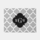 Paillasson Gris Blanc Marocain #5 Noir 3 Initial Monogramme (Devant)