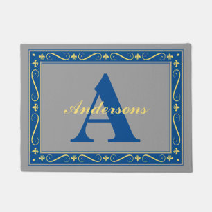 Paillasson Gris de frontière de Fleur De Lis customisé par