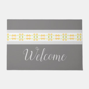 Paillasson Gris foncé et clair avec accent Motif jaune