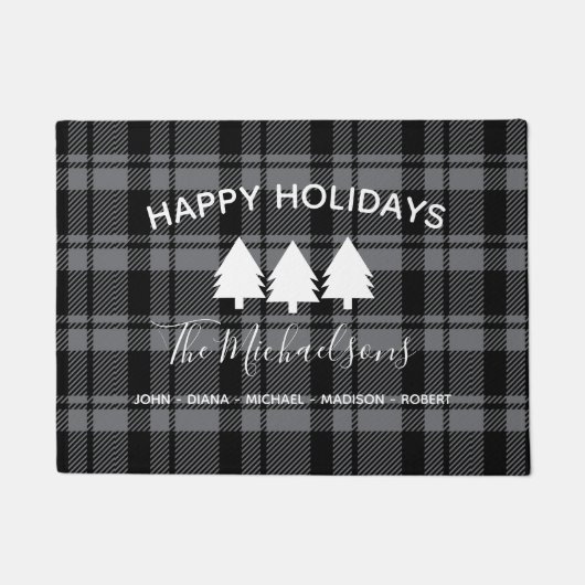 Paillasson Gris foncé et plaqué noir avec nom de monogramme (Devant)