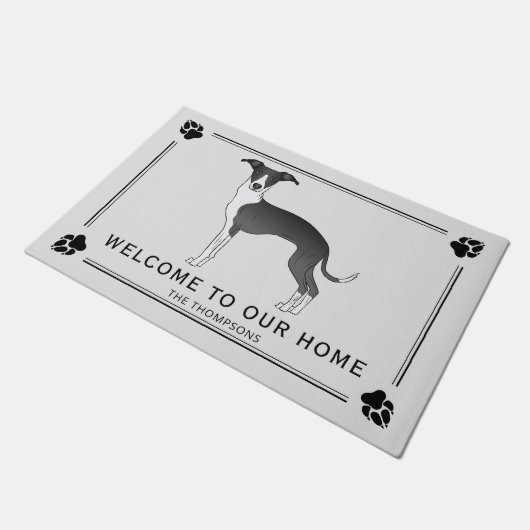 Paillasson Gris Italien Noir Et Blanc Avec Patrouilles Et Tex (Incliné)