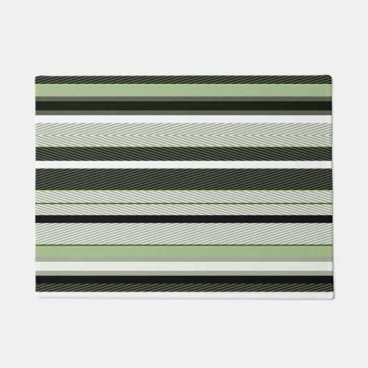 Paillasson Gris, vert, bandes blanches. (Devant)
