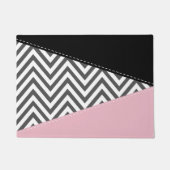 Paillasson Gris Zigzag, Gris Chevron, Motif Zigzag, Rose (Devant)