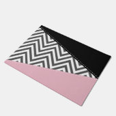 Paillasson Gris Zigzag, Gris Chevron, Motif Zigzag, Rose (Incliné)