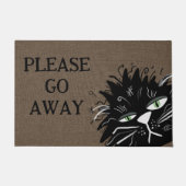 Paillasson Grumpy Fatigué Chat Noir non bienvenu Partir (Devant)
