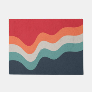 Paillasson Grunge coloré ondes de style rétro