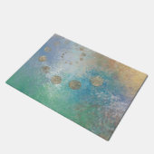 Paillasson Grunge Côtière | Aquarelle bleu et vert or (Incliné)