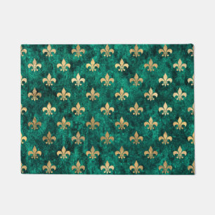 Paillasson Grunge Green Velvet Fleur De Lis Mardi Gras