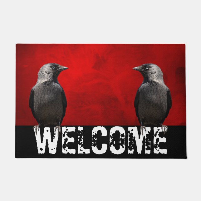 Paillasson Grunge Red Rug Deux Ravens Doormat (Devant)