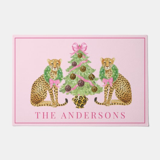 Paillasson Guépard de couronne de Noël (Devant)