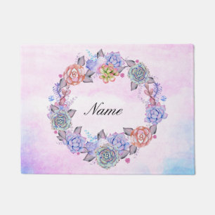 Paillasson Guirlande chic de Succulents d'aquarelle