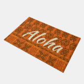 Paillasson Haena Beach Hawaii Primitive Tapa Aloha Orange (Incliné)