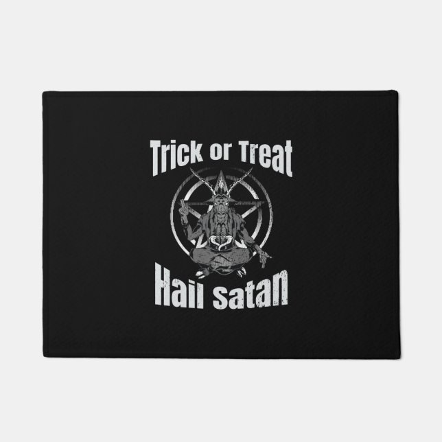 Paillasson Hail Satan Pentagram Goat Halloween (Devant)