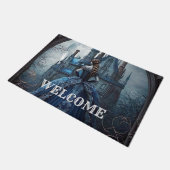 Paillasson Halloween Bienvenue Maison hantée Bleue Nuit Effra (Incliné)
