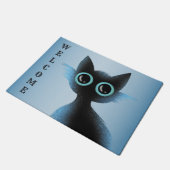 Paillasson Halloween Big Eyes Black Blue Evil Chat (Incliné)