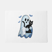 Paillasson Halloween bleu Denim Ghost et chat (Devant)