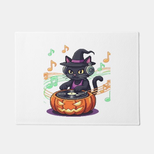 Paillasson Halloween chat Dj T-shirt surdimensionné (Devant)