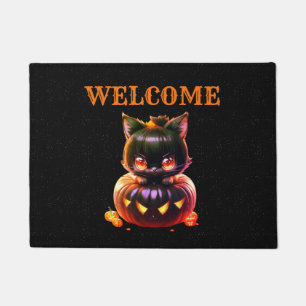 Paillasson Halloween Chat noir Citrouille nuit Horreur