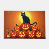 Paillasson Halloween chat noir mignon et lanternes Jack (Devant)