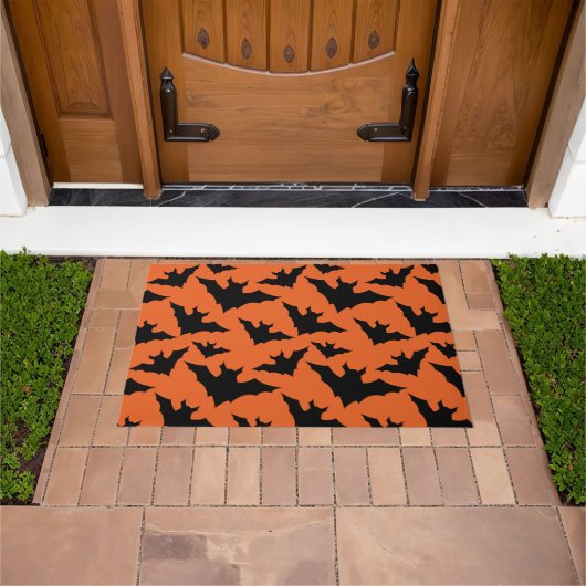 Paillasson Halloween chauves-souris noires orange cool éffray (De plein air)