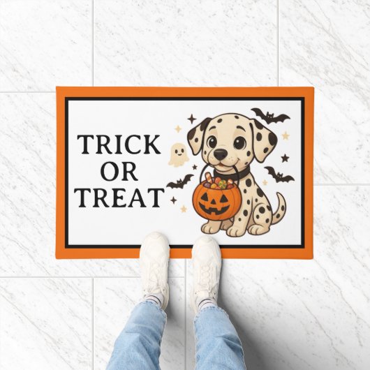 Paillasson Halloween Chien Dalmatien Trick ou traitement (Intérieur)