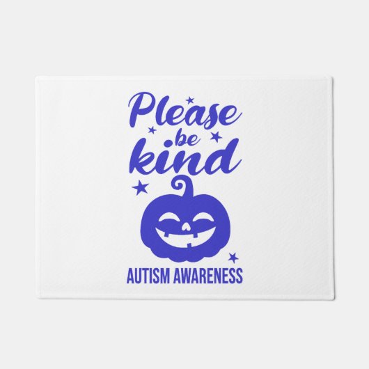 Paillasson Halloween Citrouille bleu Autisim sensibilisation (Devant)