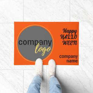 PAILLASSON HALLOWEEN CITROUILLE ORANGE BUSINESS LOGO BIENVENU