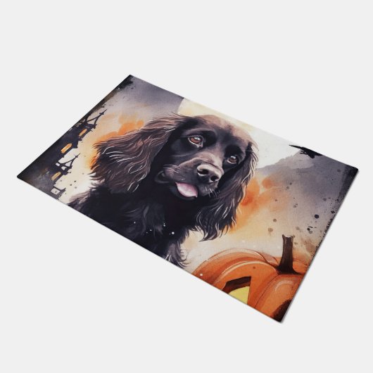 Paillasson Halloween Cocker Spaniel Avec Citrouilles (Incliné)