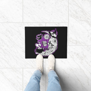 Paillasson Halloween Croissant Lune crâne de sorcière