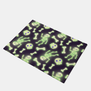 Paillasson Halloween Cute Éffrayant Squelette brillant Os Cr