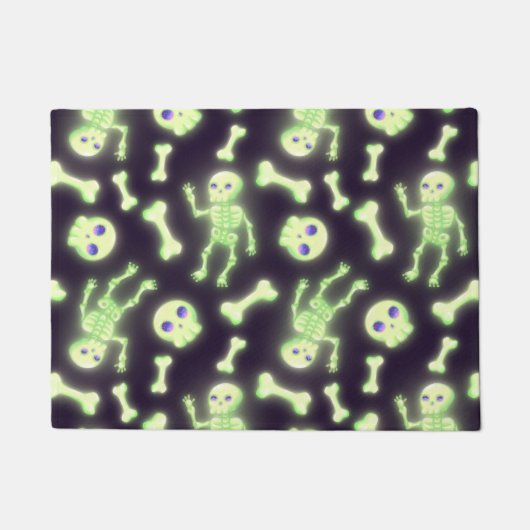 Paillasson Halloween Cute Éffrayant Squelette brillant Os Crâ (Devant)