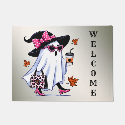 Paillasson Halloween Cute Stylish sorcière Ghost Coffee Cup (Devant)