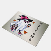 Paillasson Halloween Cute Stylish sorcière Ghost Coffee Cup (Incliné)