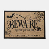 Paillasson Halloween Éffrayant rustique pays Burlap BEWARE (Devant)