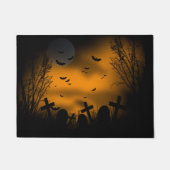 Paillasson Halloween Graveyard avec chauves-souris et pierres (Devant)