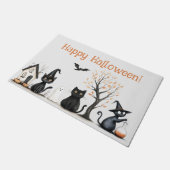 Paillasson "Halloween joyeuse" Cute Chats Noirs (Incliné)