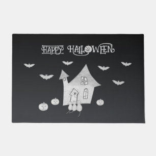 Paillasson Halloween la nuit avec Haunted House, chauves-sour