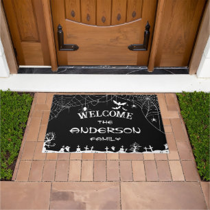 Paillasson Halloween Noir & Blanc Toile d'araignée Web Araign