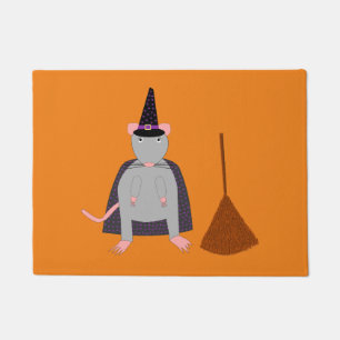 Paillasson Halloween sorcière rat et chambre