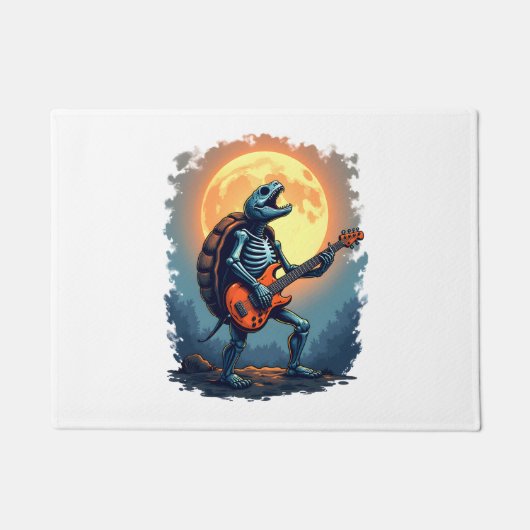 Paillasson Halloween Turtle Skeleton Rocker Tee pour Music Lo (Devant)
