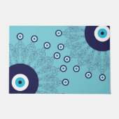 Paillasson Hamptons Côtier Méditerranée Bleu Mal Oeil Imprime (Devant)