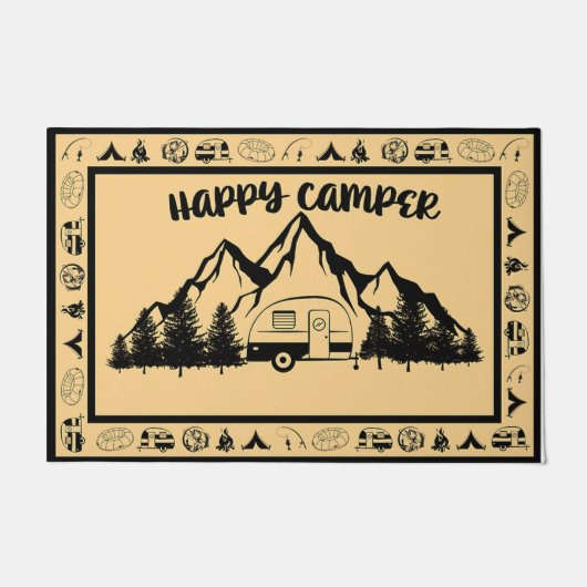 Paillasson Happy Camper Doormat, Vintage Camping Present (Devant)