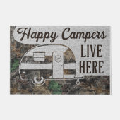 Paillasson Happy Camper Lives Here Doormat, Personalized (Devant)