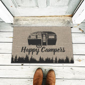 Paillasson Happy Campers Camping Vie Forêt Rustique Burlap