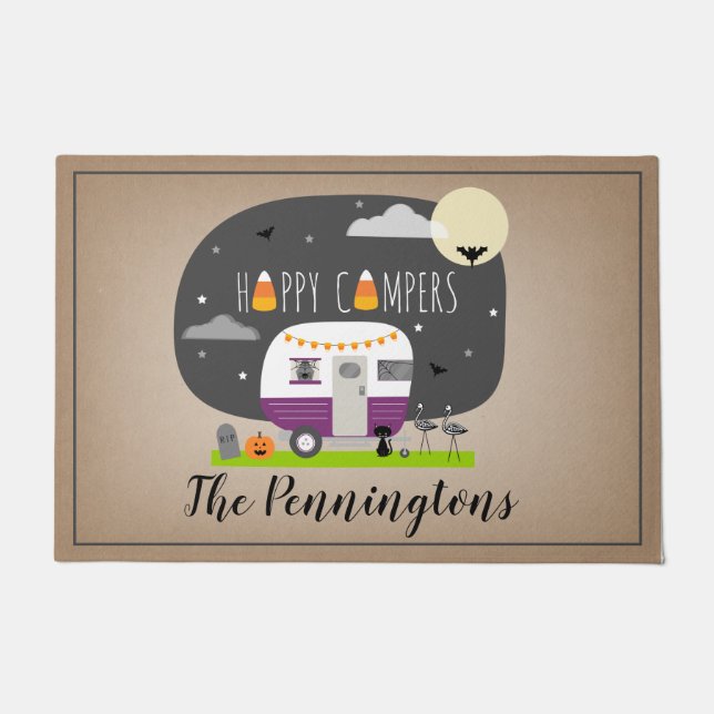 Paillasson Happy Campers Halloween Camper RV (Devant)