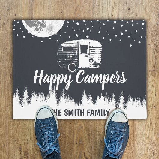 Paillasson Happy Campers Moon Forest Nom de famille