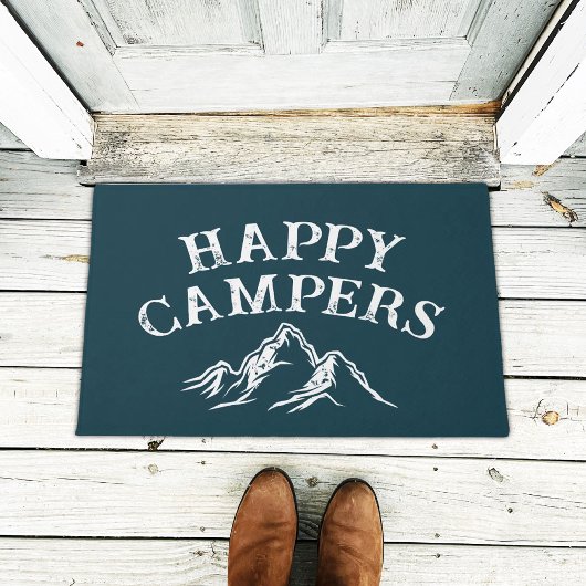 Paillasson Happy Campers Mountain Adventure Camping Turquoise