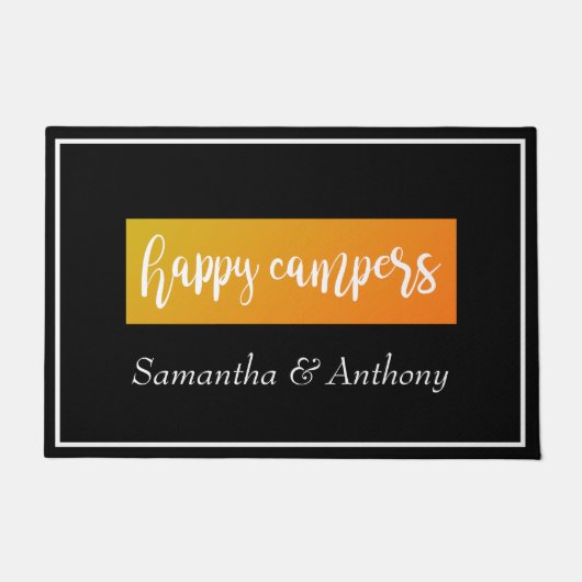 Paillasson Happy Campers N'importe quel nom RV Cabine encadré (Devant)